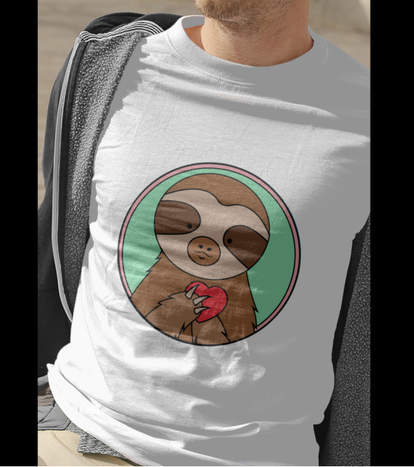 Sloths Can't Get You 'Sloth My Mind' Cute Sloth Holding Heart T-Shirt