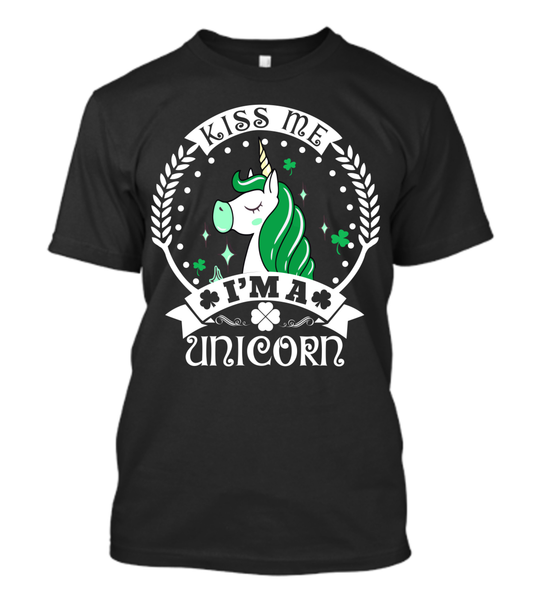 Kiss Me I'm A Unicorn St Patrick's Lucky Shamrock T-Shirt