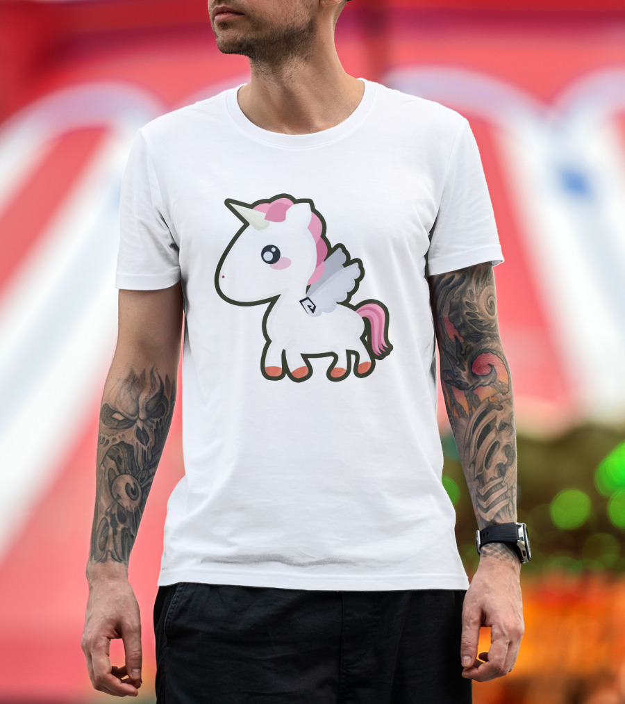 Cute Kawaii Unicorn with Pink Mane and Wings T-Shirt