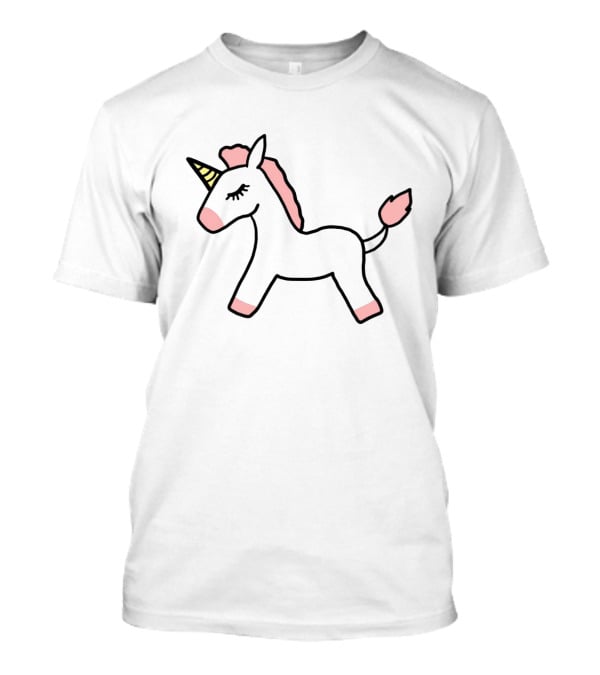 Pink Unicorn Cute Cartoon White Background T-Shirt