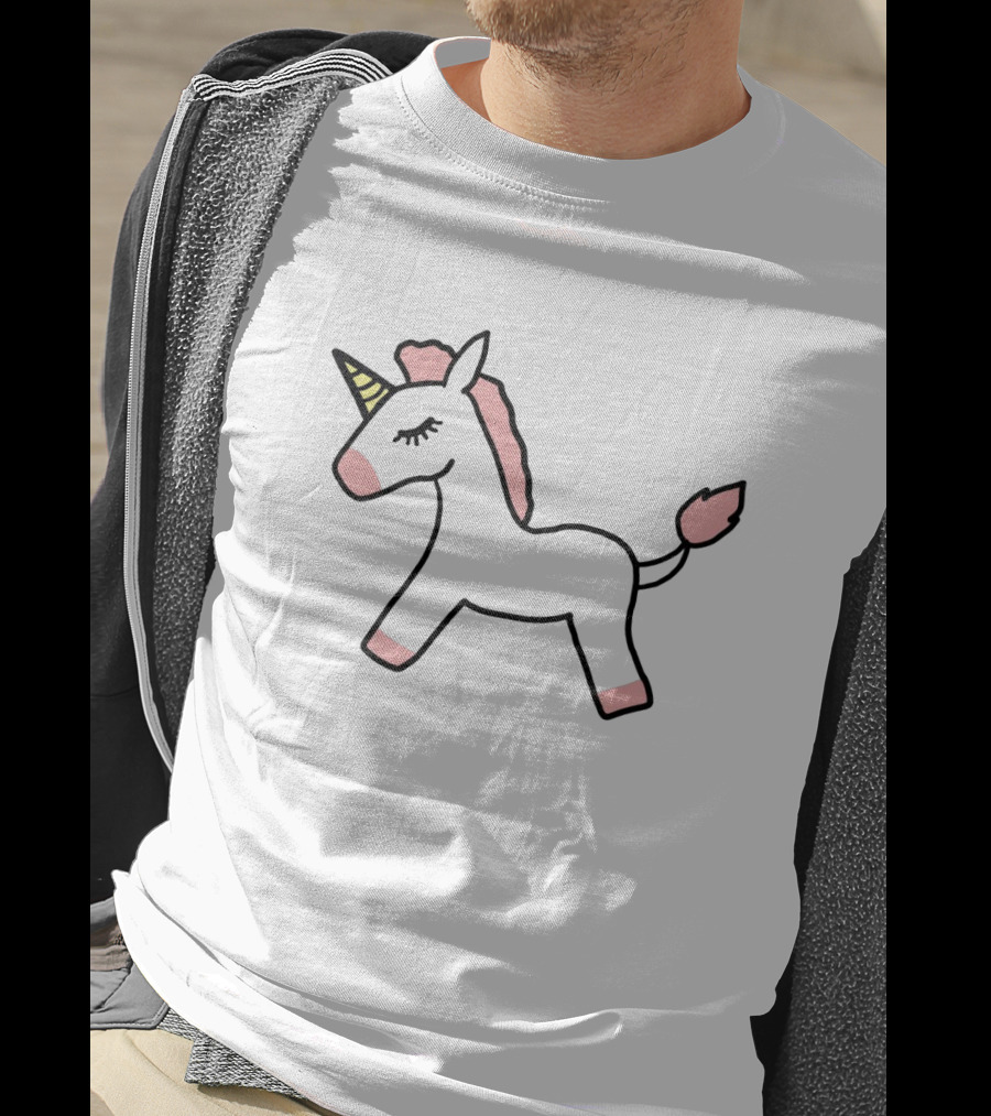 Pink Unicorn Cute Cartoon White Background T-Shirt