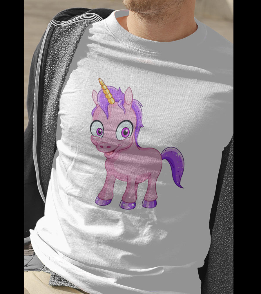 Pink Pony Unicorn With Purple Mane And Sparkling Horn T-Shirt