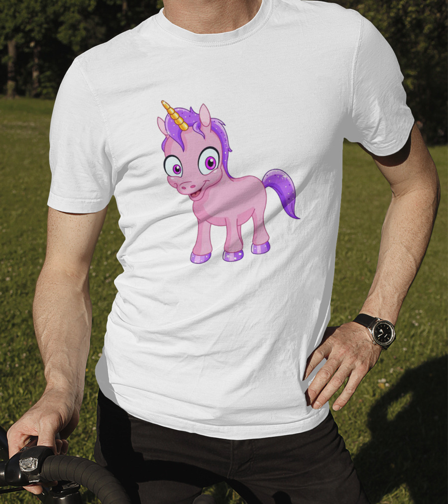Pink Pony Unicorn With Purple Mane And Sparkling Horn T-Shirt