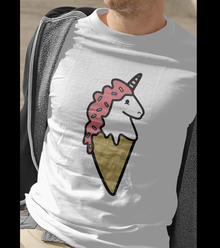 Kawaii Strawberry Unicorn Cone With Sprinkles In Pastel T-Shirt