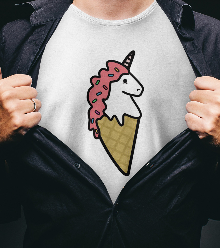 Kawaii Strawberry Unicorn Cone With Sprinkles In Pastel T-Shirt