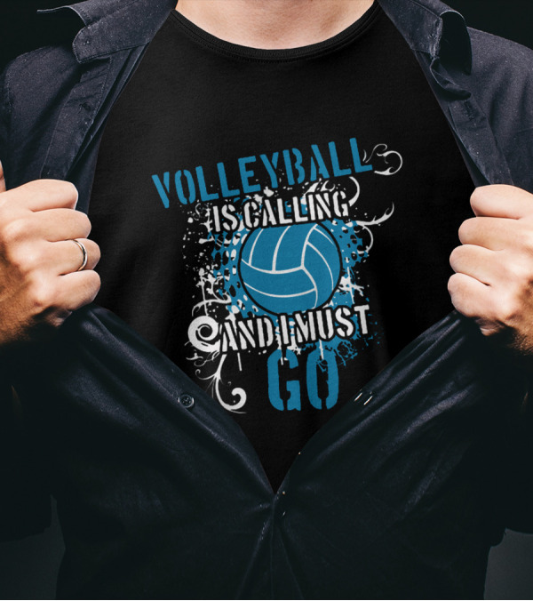 Volleyball Is Calling And I Must Go Blue Splatter T-Shirt