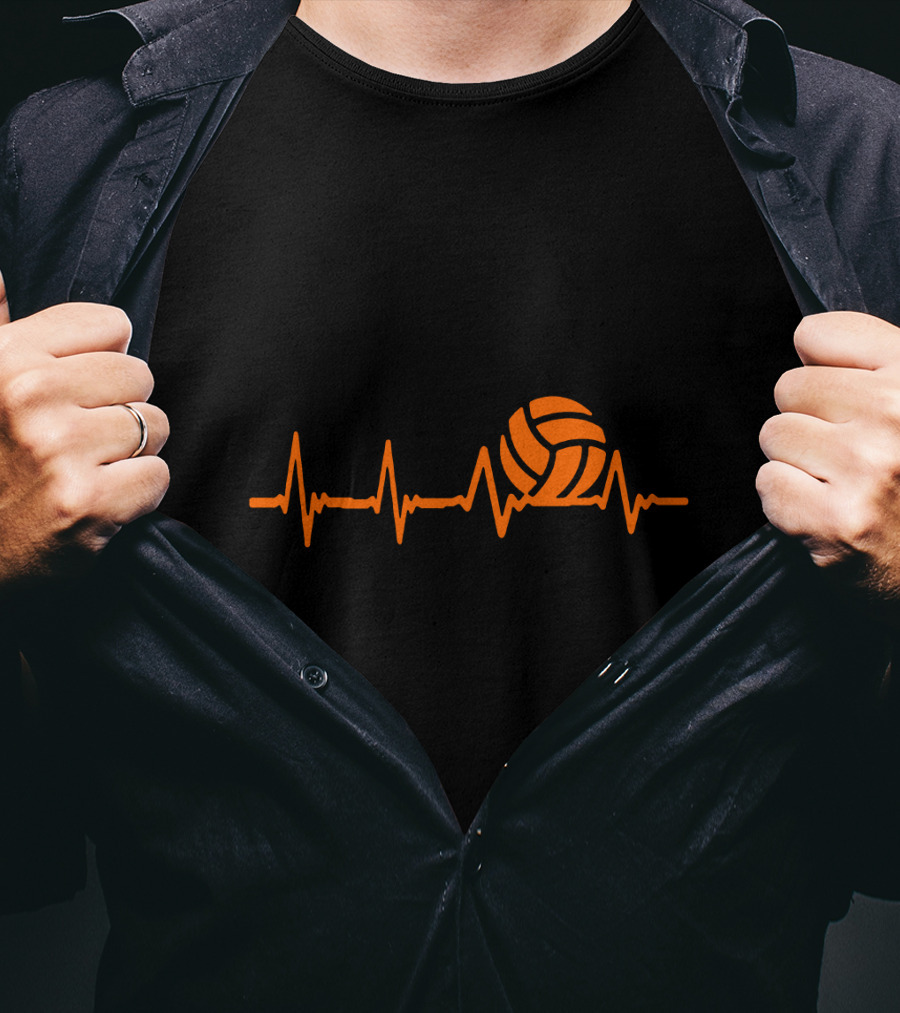 Volleyball Heartbeat With Volleyball Beats Iconic Orange T-Shirt