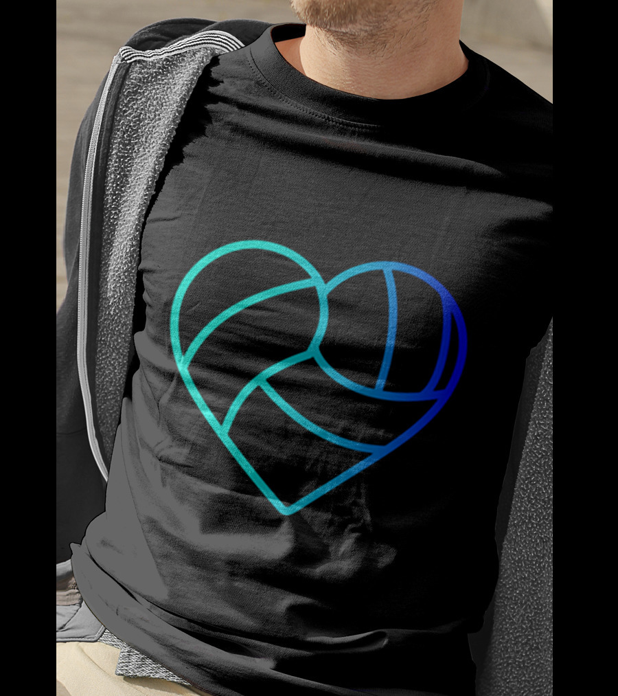 Heart Shaped Volleyball Love Gradient T-Shirt