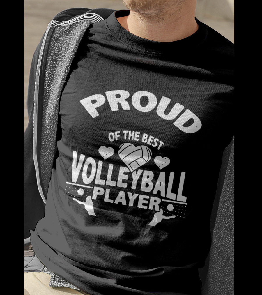 Proud Of The Best Volleyball Player Heart Themed T-Shirt