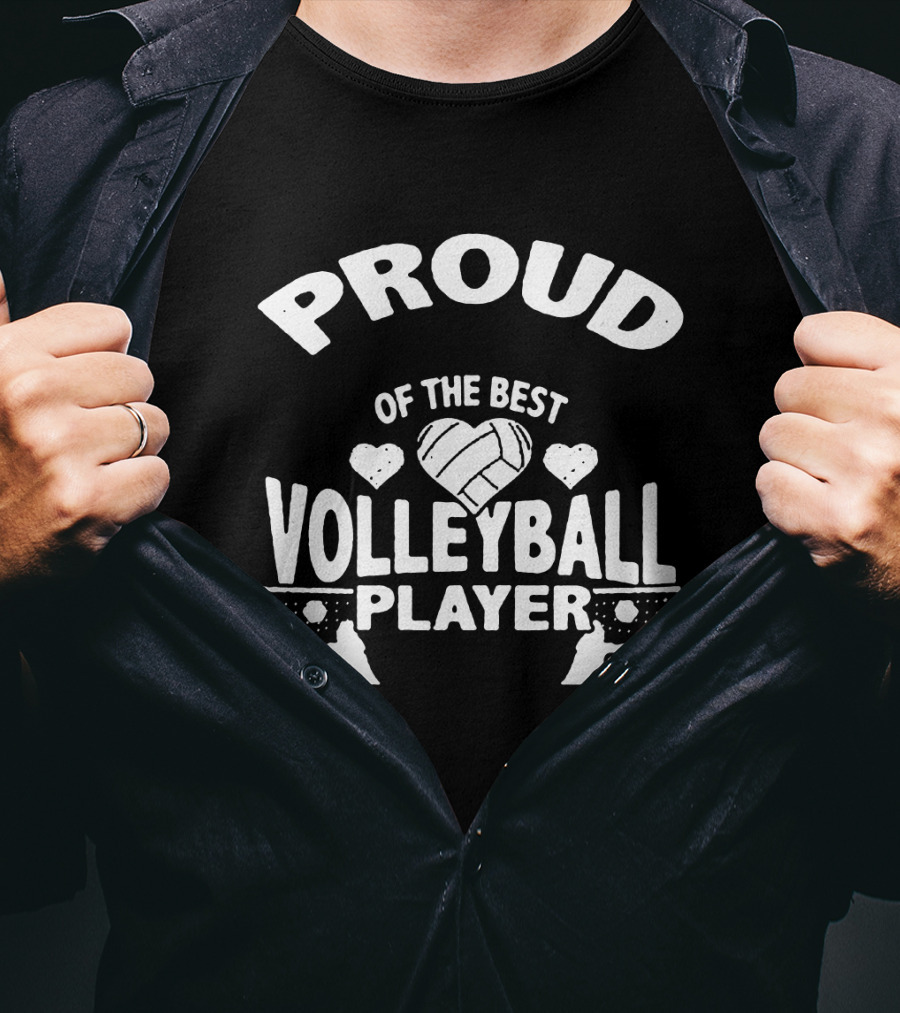 Proud Of The Best Volleyball Player Heart Themed T-Shirt
