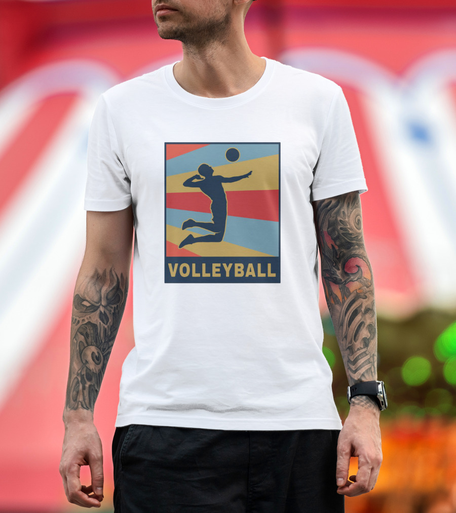 Volleyball Player Silhouette Jumping Action Club Team T-Shirt