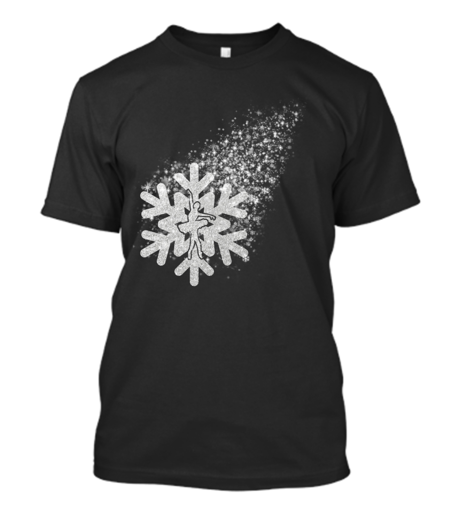 Ballet Dance Silhouette Inside Glittering Snowflake Burst T-Shirt