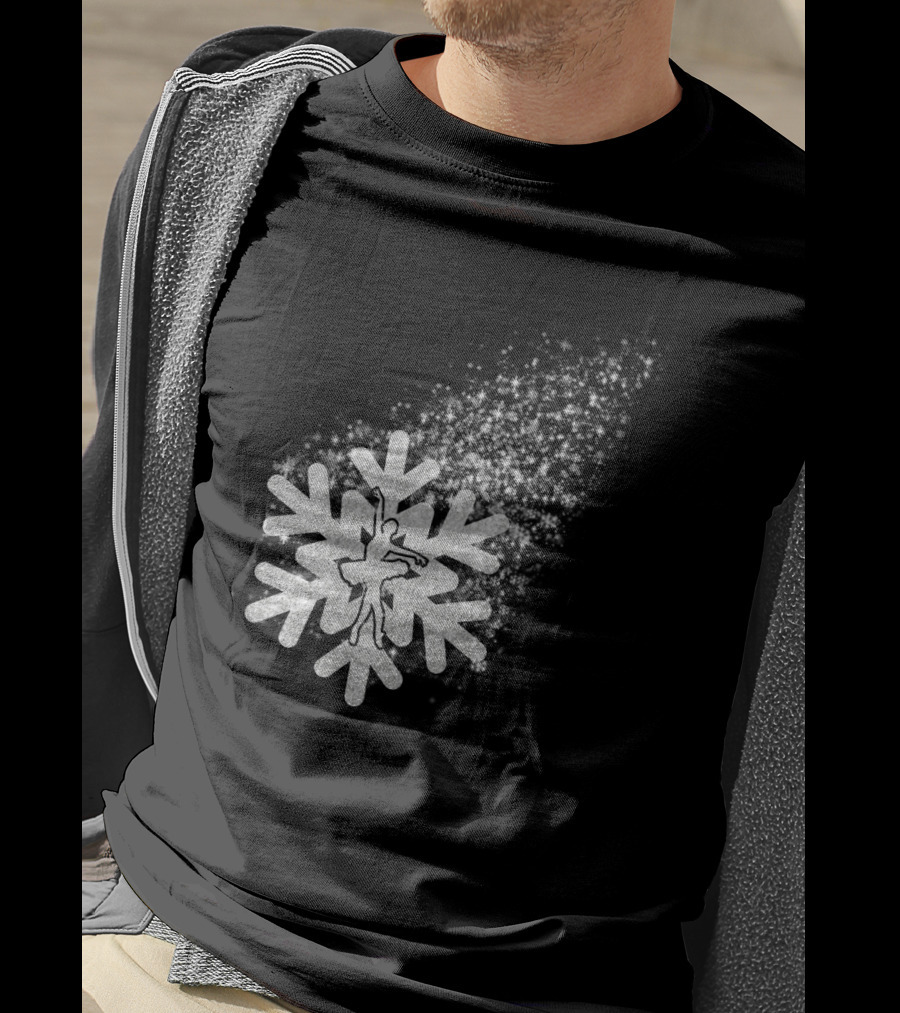 Ballet Dance Silhouette Inside Glittering Snowflake Burst T-Shirt