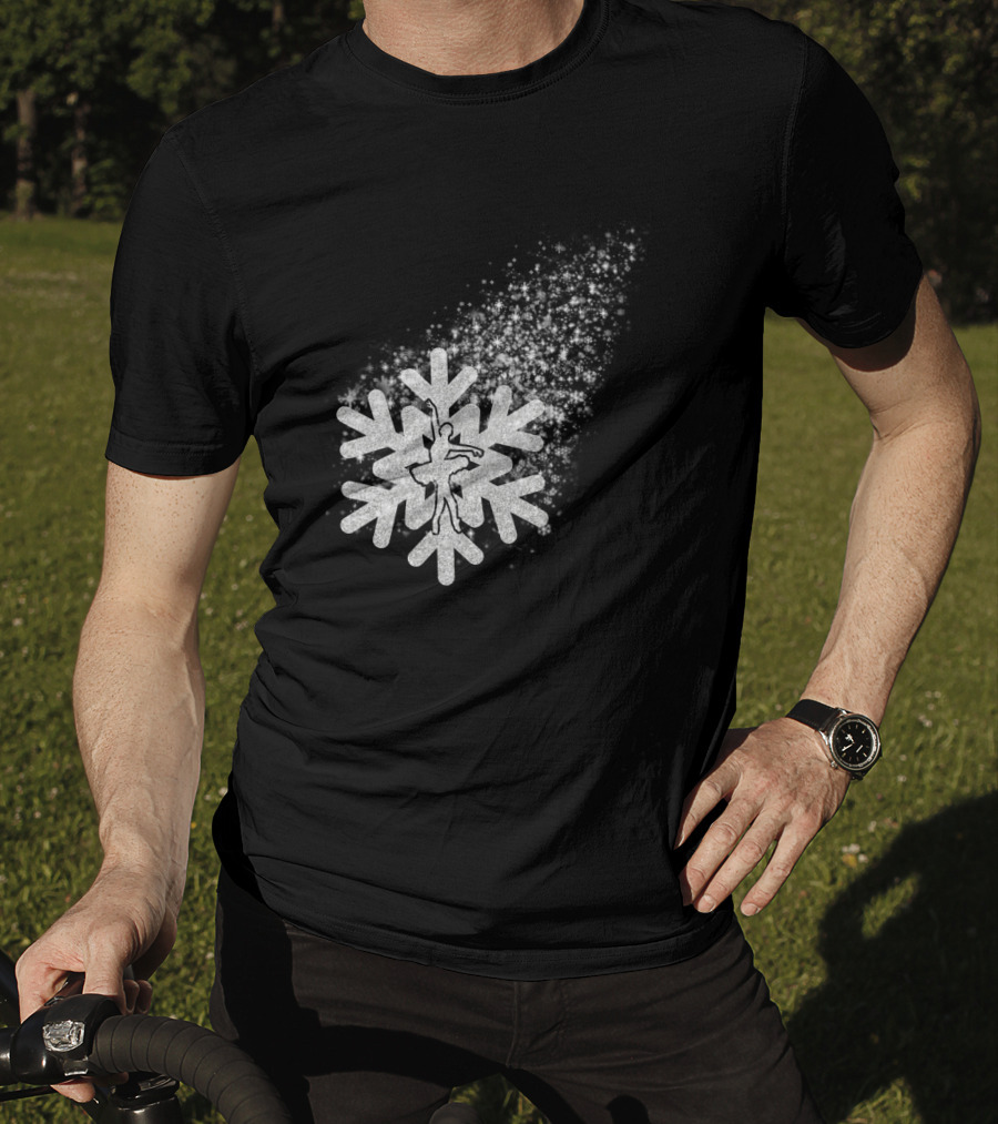 Ballet Dance Silhouette Inside Glittering Snowflake Burst T-Shirt