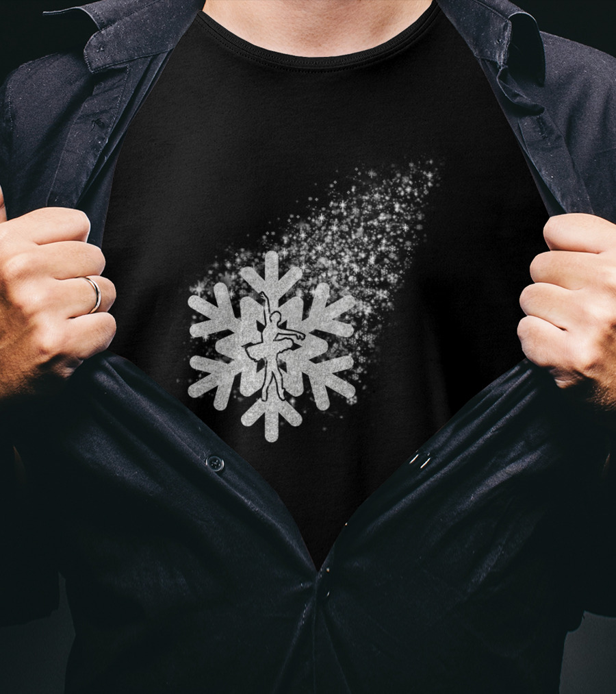 Ballet Dance Silhouette Inside Glittering Snowflake Burst T-Shirt