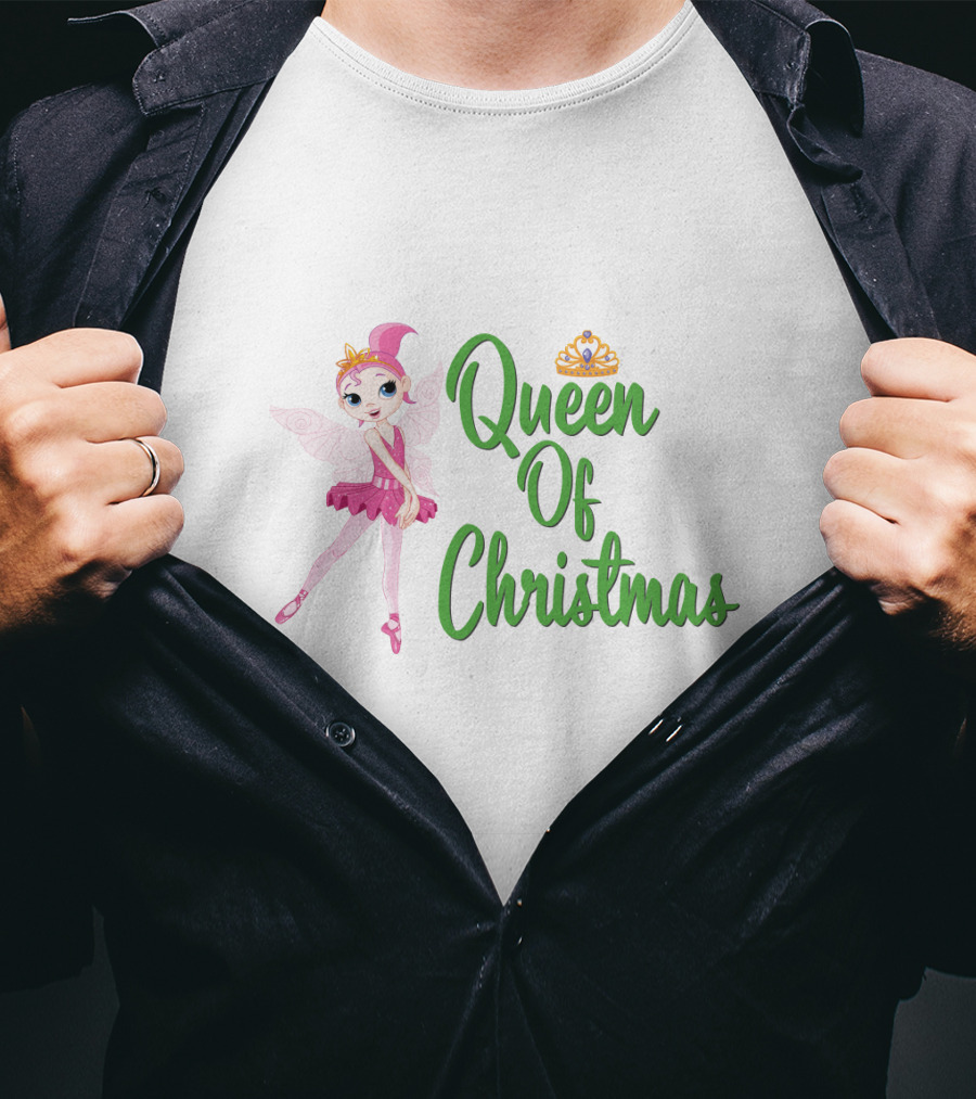 Queen Of Christmas Ballet Fairy With Pink Tutu And Crown T-Shirt