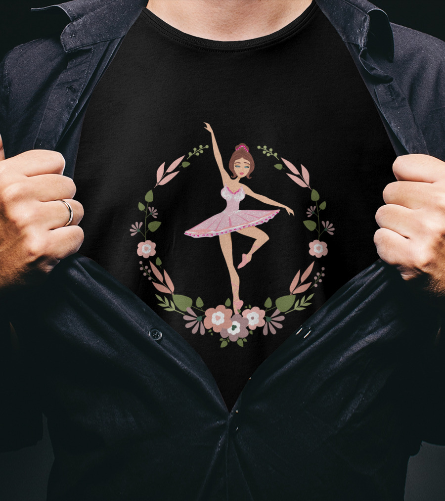 Ballerina Cute Ballet Dancer Flower Wreath Elegance T-Shirt