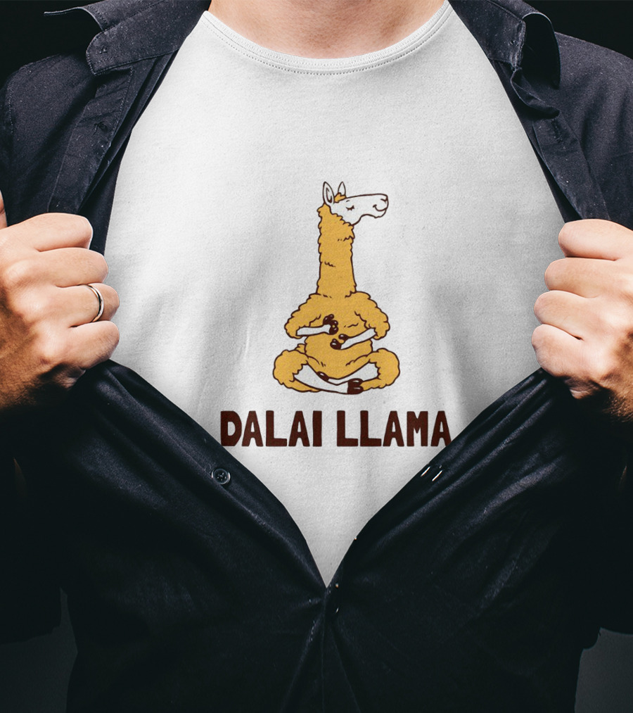 Dalai Llama Meditating Llama Yoga Humor T-Shirt