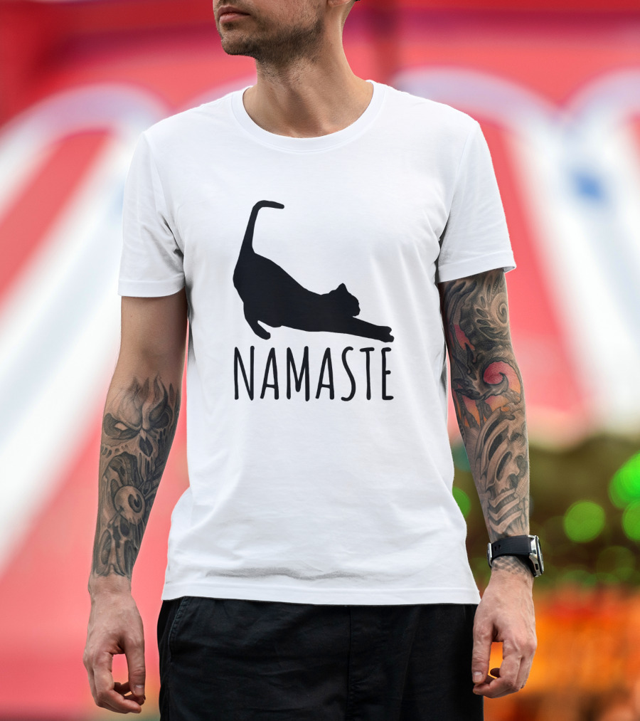 Namaste Cat Stretch Yoga Pose Funny Yoga T-Shirt