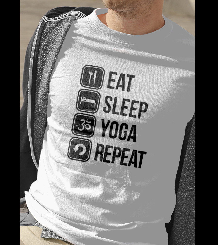 Eat Sleep Yoga Repeat Om Symbol Icons Sequence T-Shirt