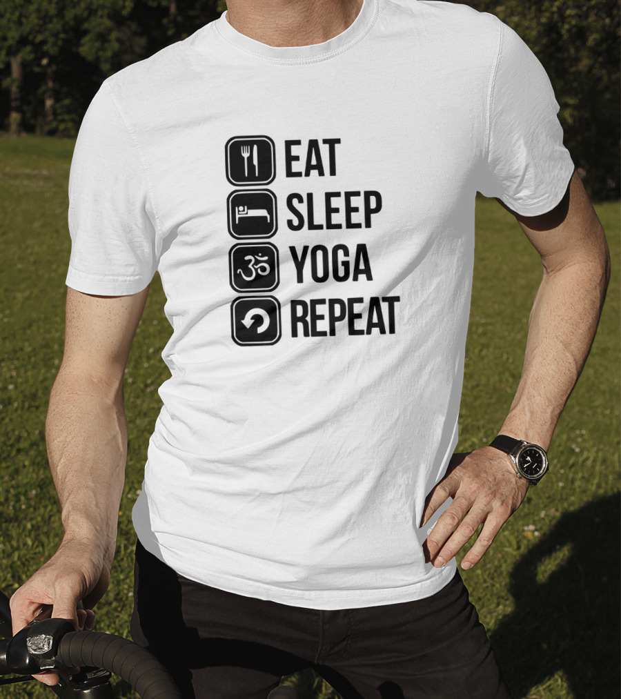 Eat Sleep Yoga Repeat Om Symbol Icons Sequence T-Shirt