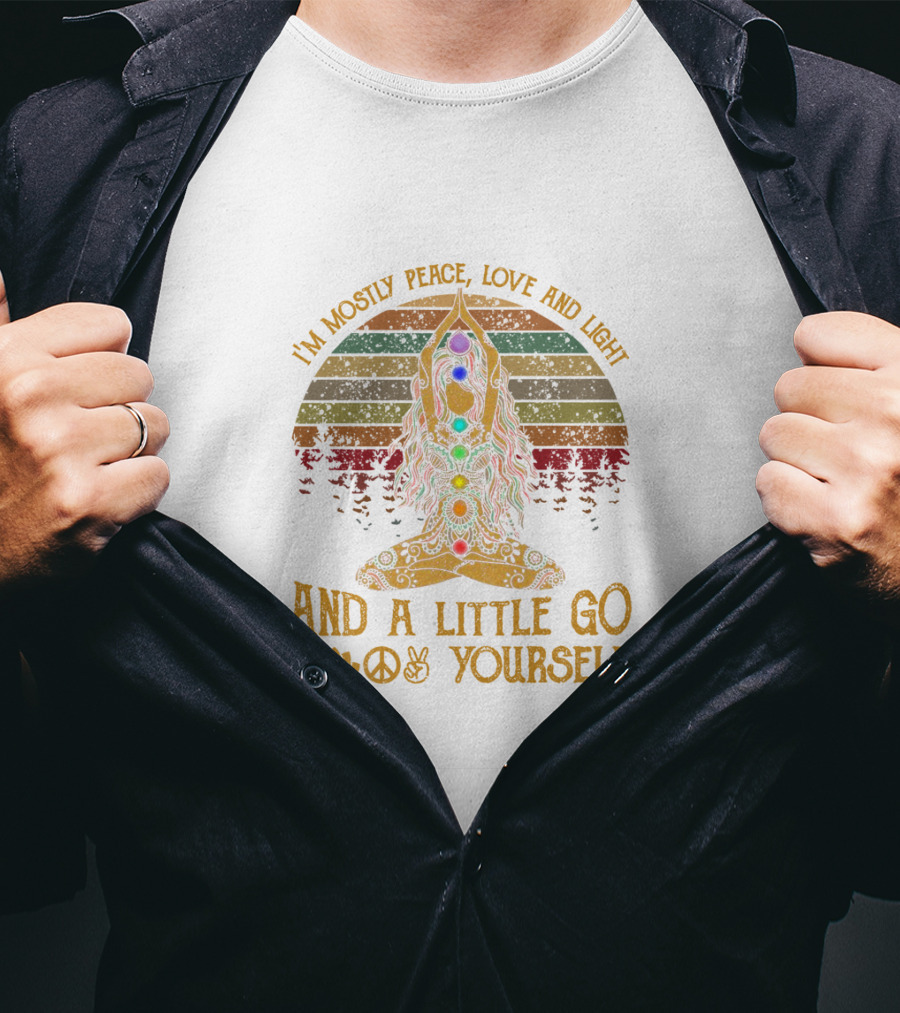 I'm Mostly Peace Love And Light And A Little Go F Yourself Yoga Symbols T-Shirt
