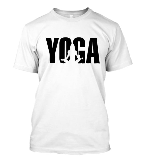 Yoga Silhouette Sitting Pose In Stylized Text T-Shirt