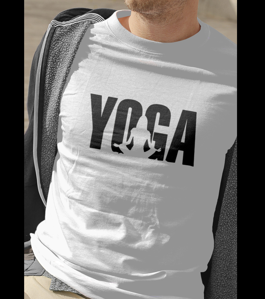 Yoga Silhouette Sitting Pose In Stylized Text T-Shirt