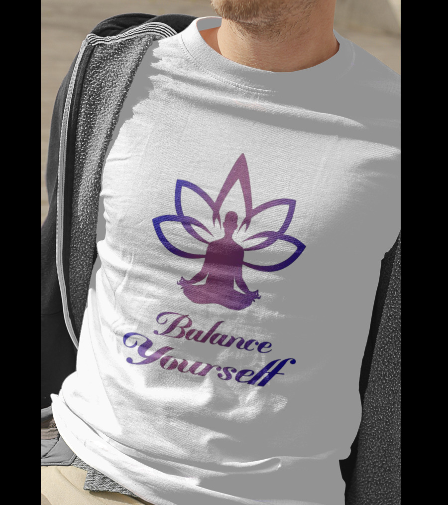 Balance Yourself Yoga Meditation Silhouette With Lotus Flower T-Shirt