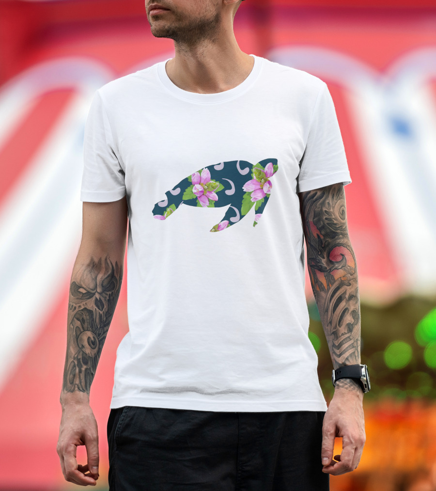 TurtleHead Floral Pattern with Pink Flowers T-Shirt