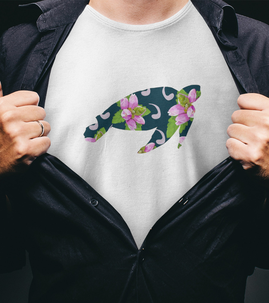 TurtleHead Floral Pattern With Pink Flowers T-Shirt