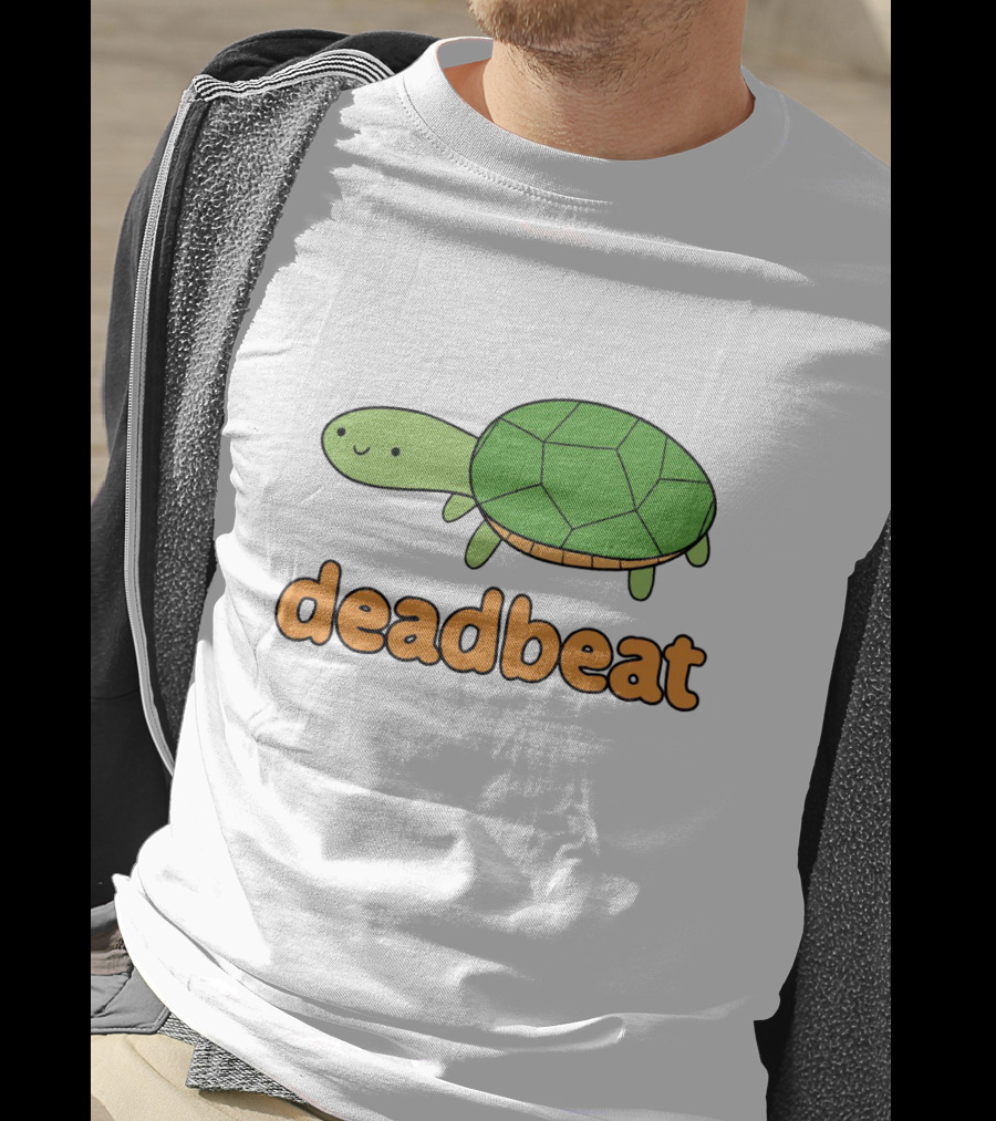 Deadbeat Turtle Cartoon Graphic With Green Shell And Smiling Expression T-Shirt