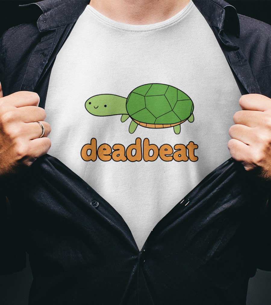 Deadbeat Turtle Cartoon Graphic With Green Shell And Smiling Expression T-Shirt