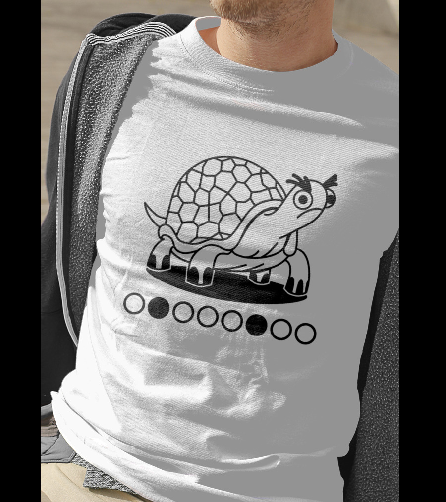 Grumpy Tortoise With Black And White Circles T-Shirt