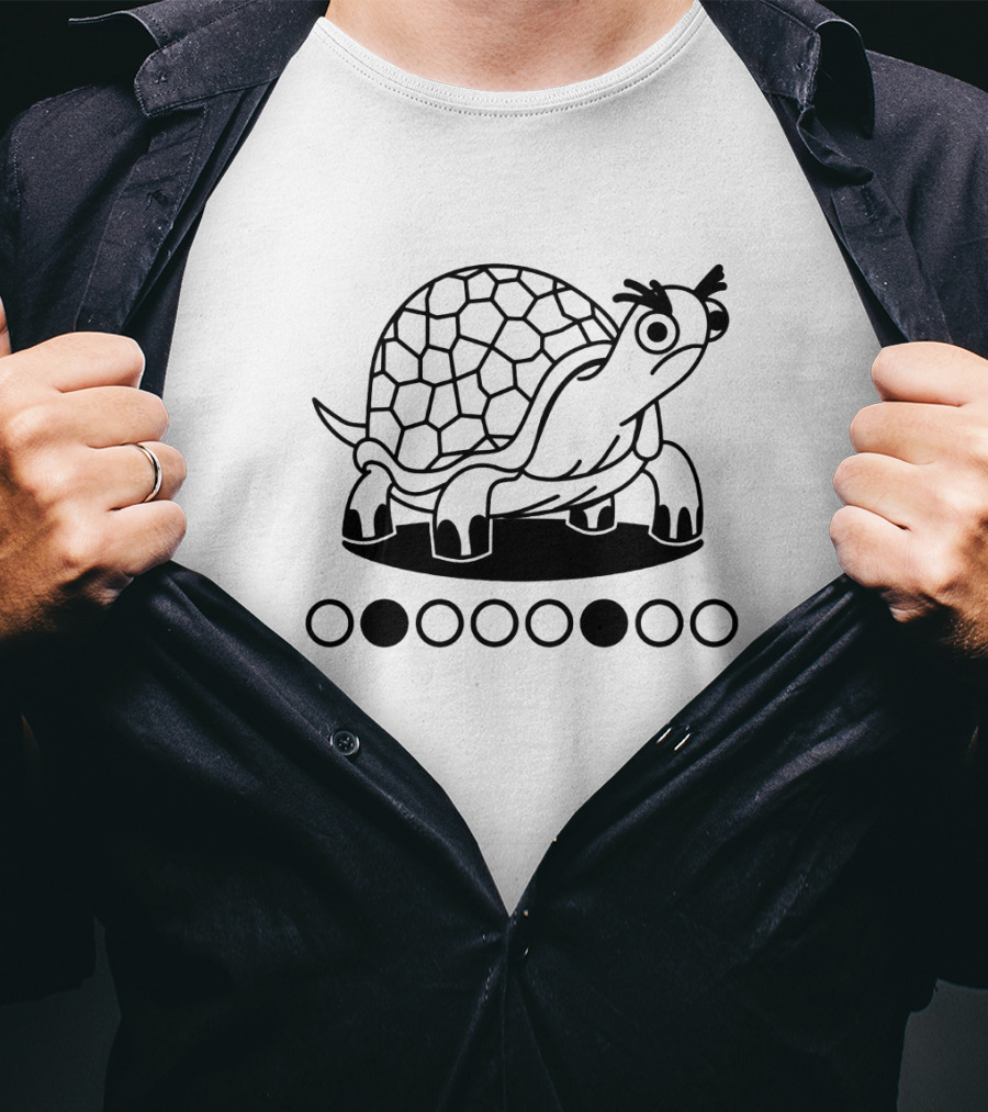 Grumpy Tortoise With Black And White Circles T-Shirt