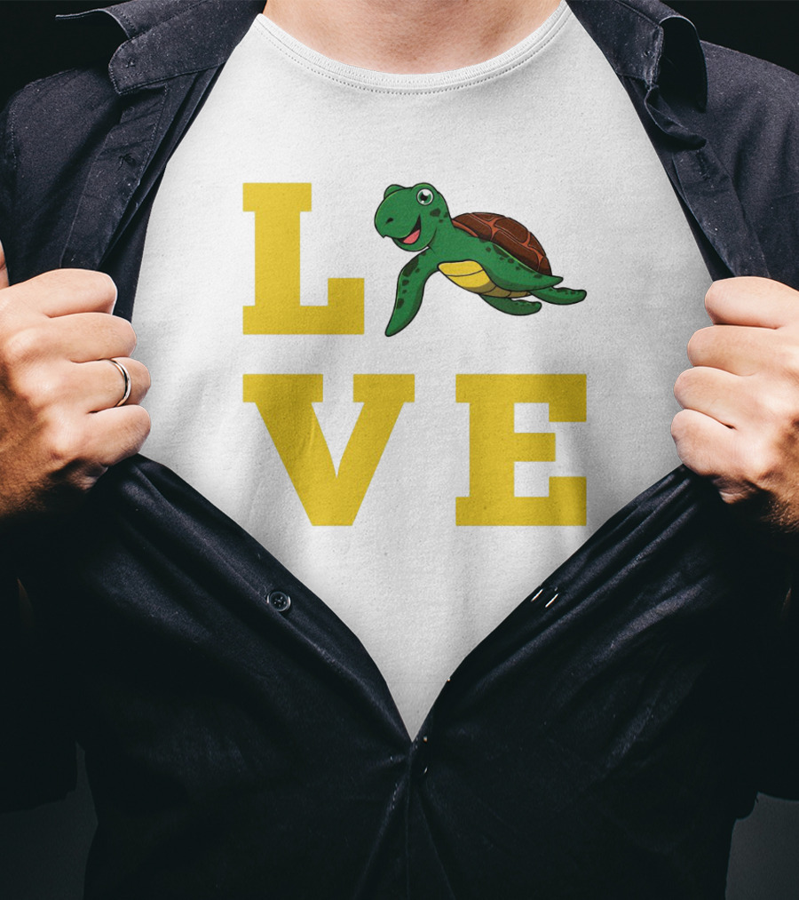 LOVE Turtles Funny Kids Sea Drawing Playful T-Shirt