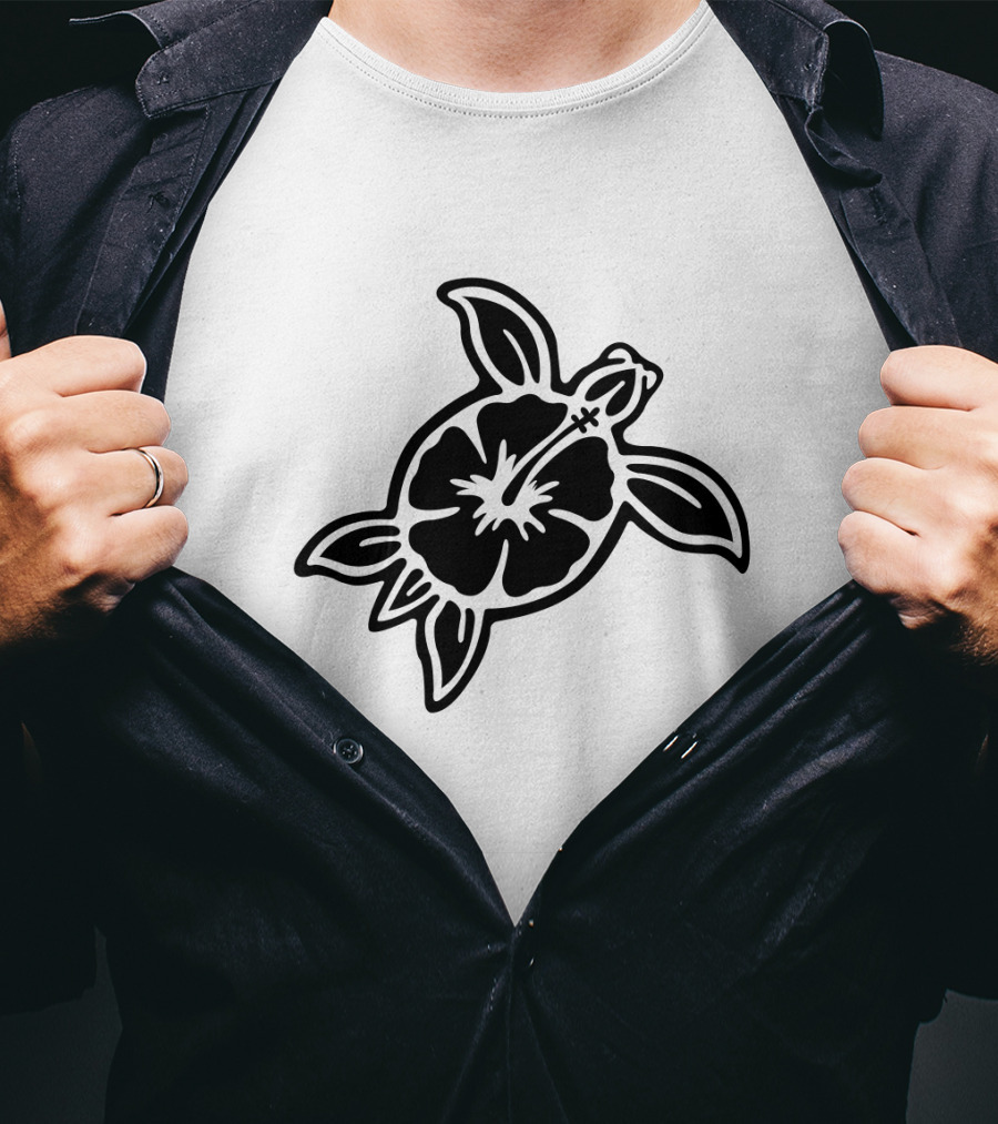 Hibiscus Flower Turtle T-Shirt