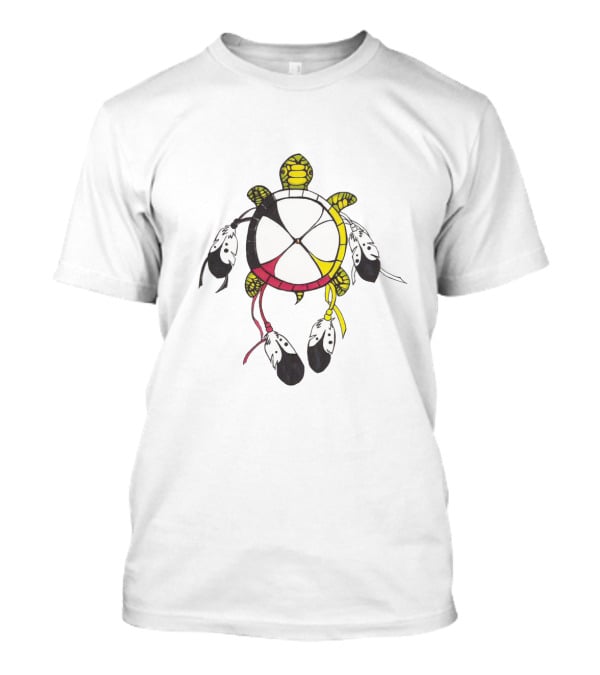 Native American Style Turtle With Dreamcatcher And Feathers T-Shirt