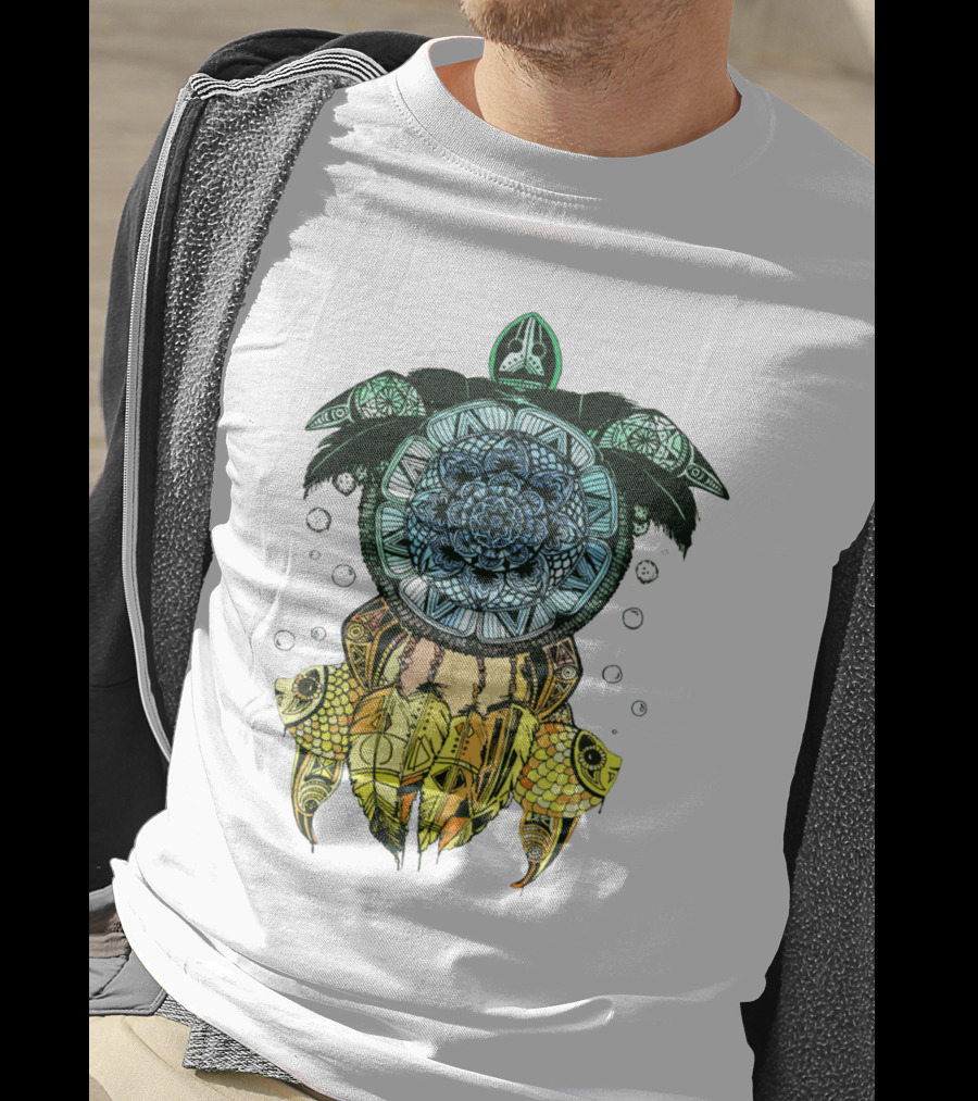 Dreamcatcher Flower Of Life Turtle With Intricate Mandala Feather And Geometric T-Shirt