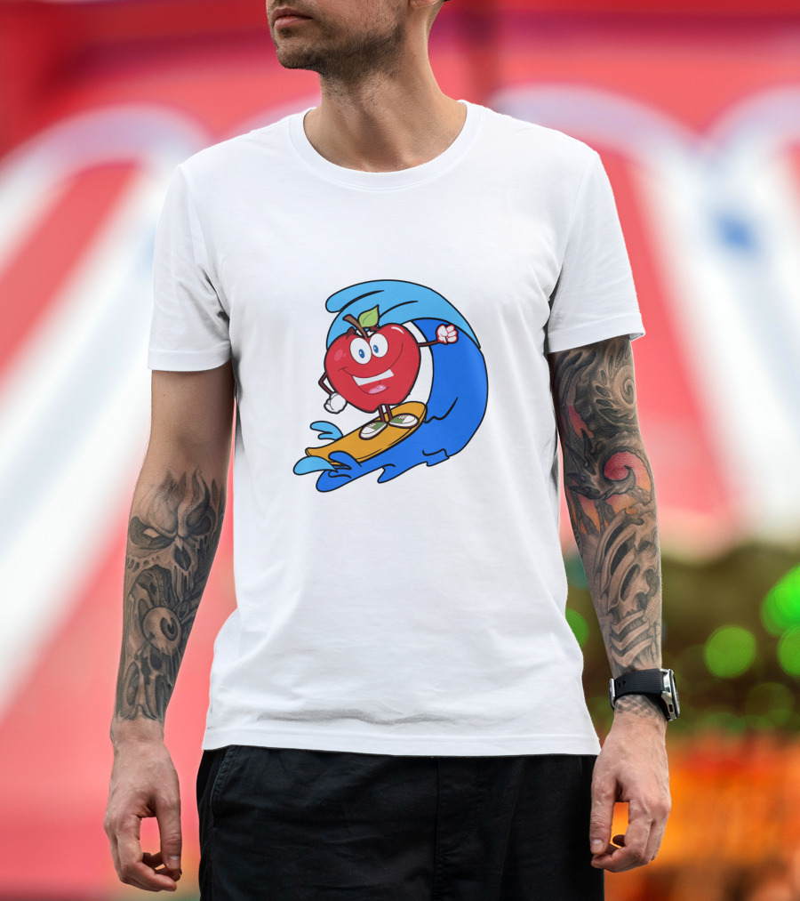 Apple Riding Surf Waves on a Board T-Shirt
