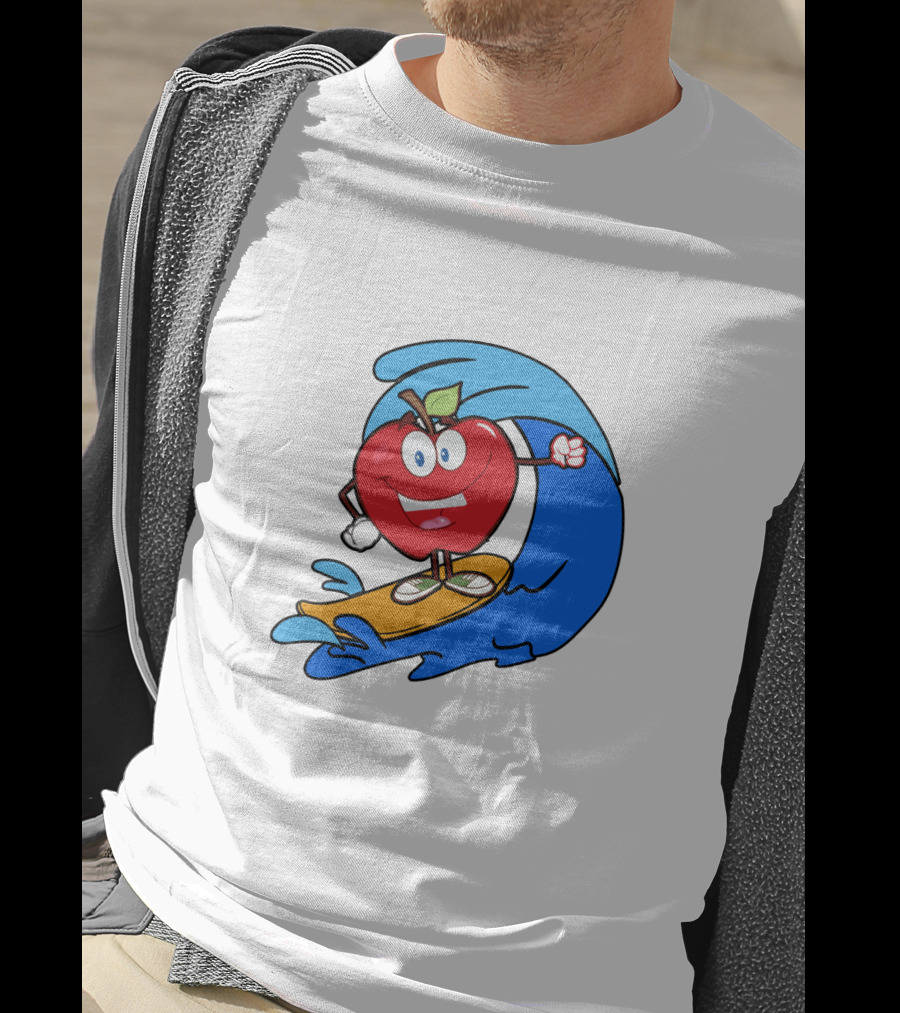Apple Riding Surf Waves On A Board T-Shirt