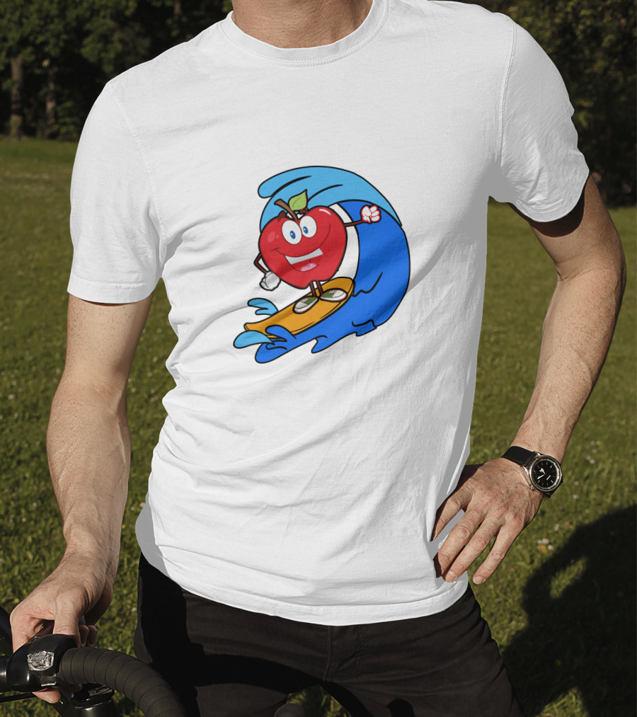 Apple Riding Surf Waves On A Board T-Shirt