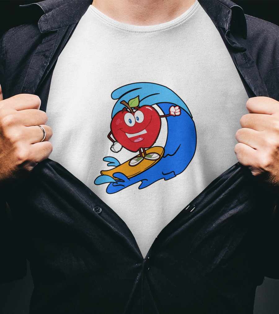 Apple Riding Surf Waves On A Board T-Shirt