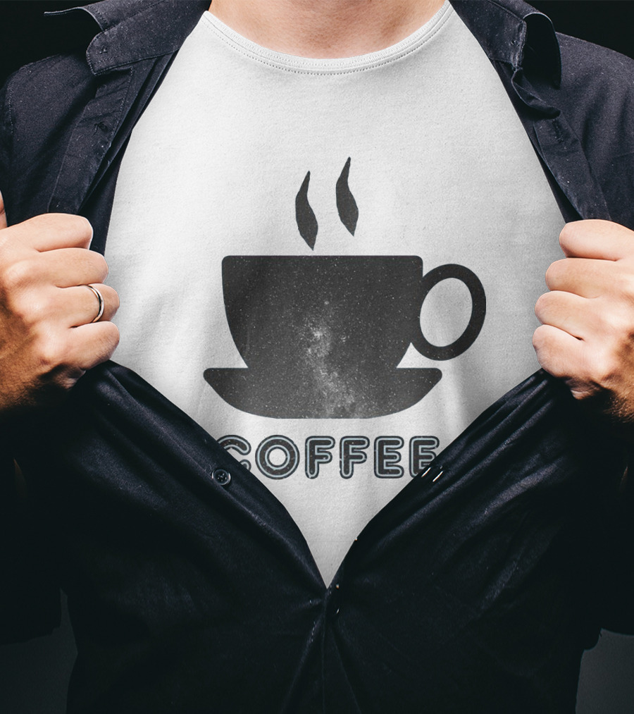 Coffee Cup With Starry Galaxy Design And Steam T-Shirt