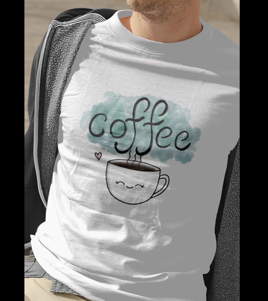 Adorable Smiling Coffee Cup With Heart And Steam T-Shirt
