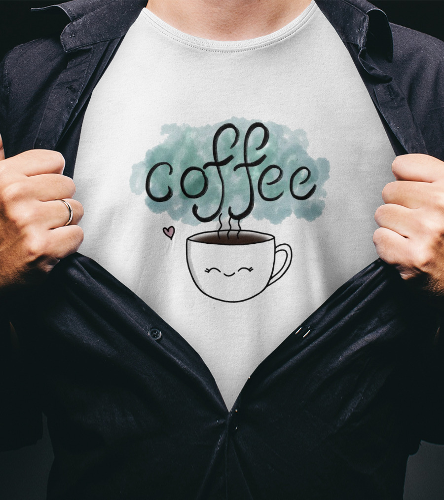 Adorable Smiling Coffee Cup With Heart And Steam T-Shirt