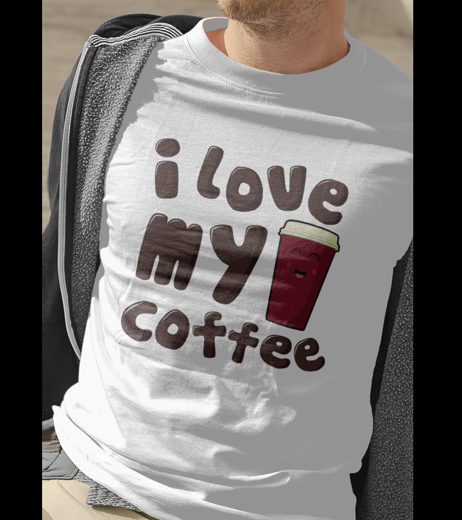 I Love My Coffee Cup Smile Emoticon T-Shirt