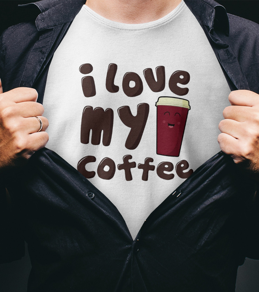 I Love My Coffee Cup Smile Emoticon T-Shirt