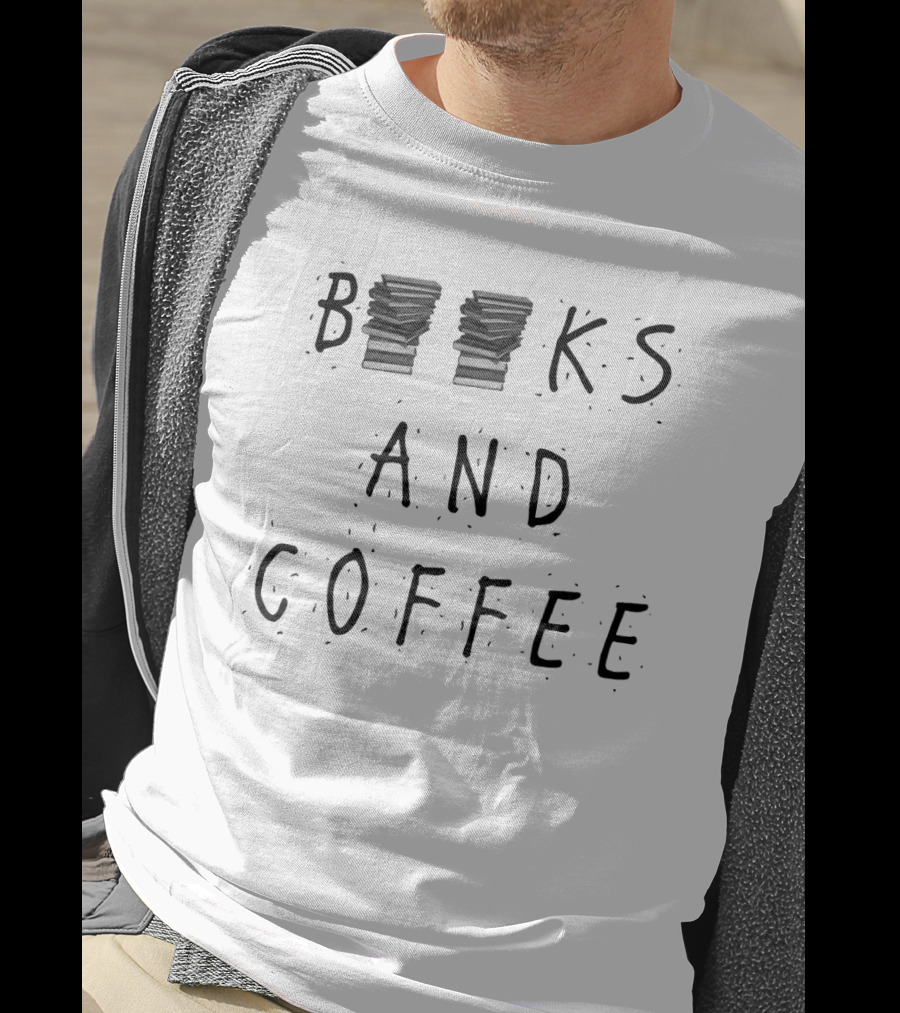 Books And Coffee Stacked Piles Cozy Aesthetic T-Shirt
