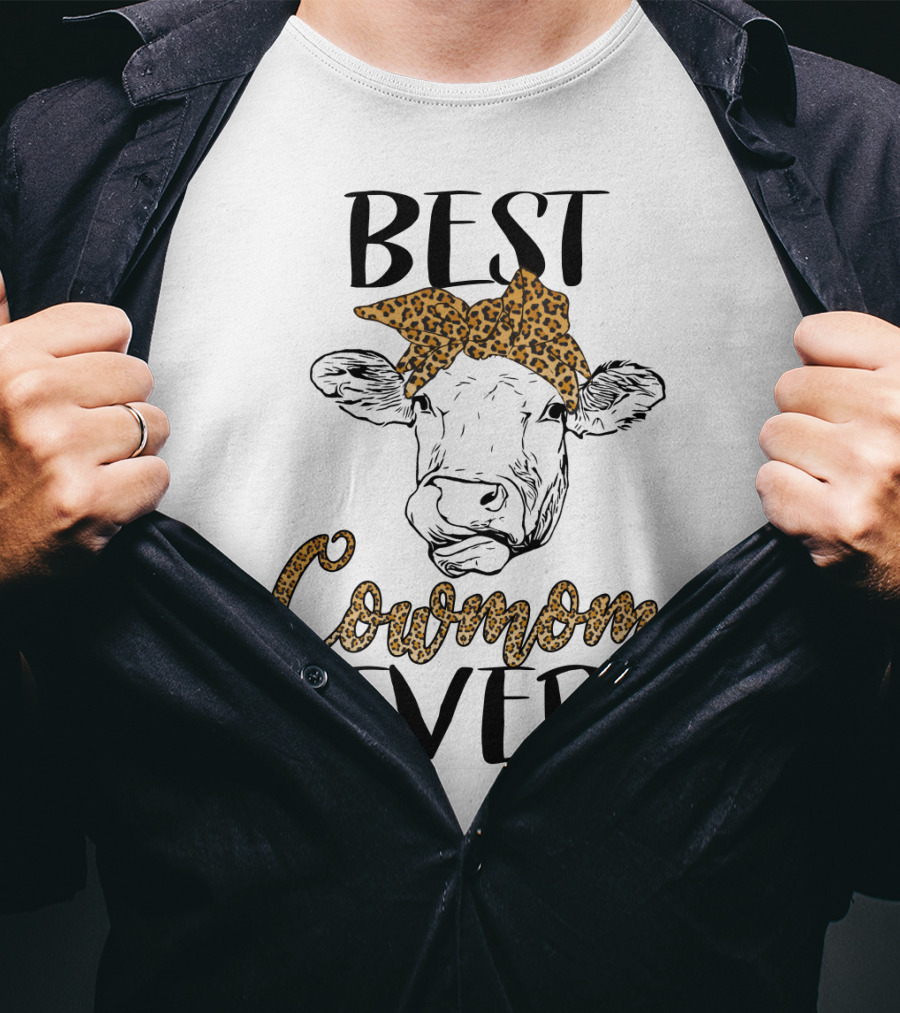 Best Cowmom Ever Leopard Bandana Cow T-Shirt